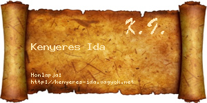 Kenyeres Ida névjegykártya